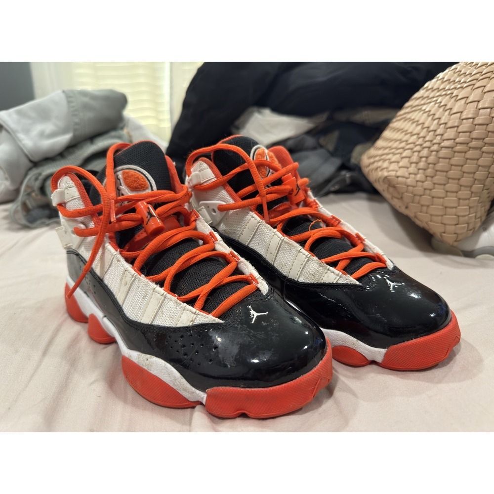 Nike Air Jordan 6 Rings‎ Team Orange White Black DV1345-108 Size 6Y